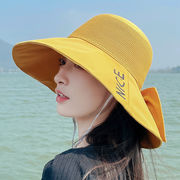 夏の海辺バケットハットアウトドアサンバイザー女性幅広サンバイザードーム帽子