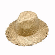 葵の葉草手編み辺の麦わら帽子を作って海辺のリゾート帽子キャペリン