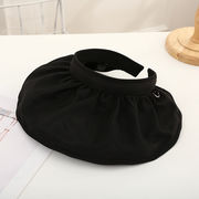 韓国広縁大庇サンバイザー新作黒ゴム底シェルハット女性ヘアピン帽カチューシャ太陽帽