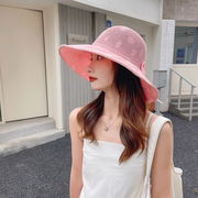帽子韓国ファッションニット透かし蝶結びサンバイザー夏行日よけ帽子折りたたみバケットハット