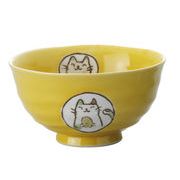 【ご紹介します！安心の日本製！クラフトマンハウスの食器】風水猫飯碗・黄