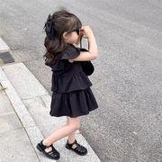 夏新作  気質  ワンピース  ブラックフリルスカート   韓国ファッション  子供服   ワンピース