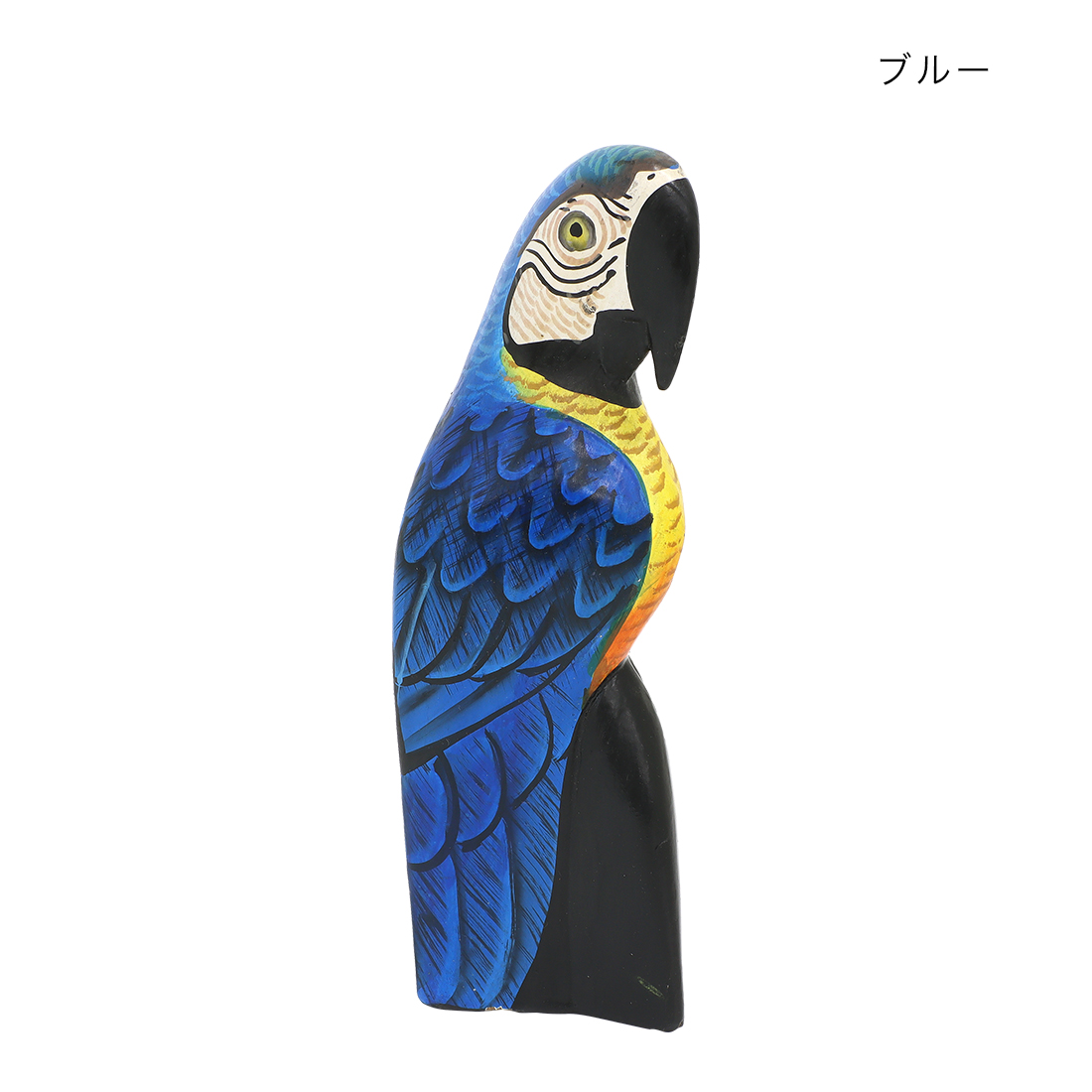 木彫スタンドオウム H20[インドネシア 南国 カラフル 置物 動物 バリ
