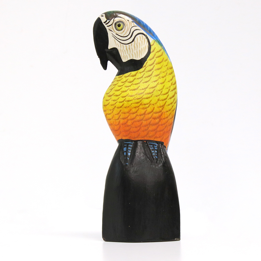 木彫スタンドオウム H20[インドネシア 南国 カラフル 置物 動物 バリ