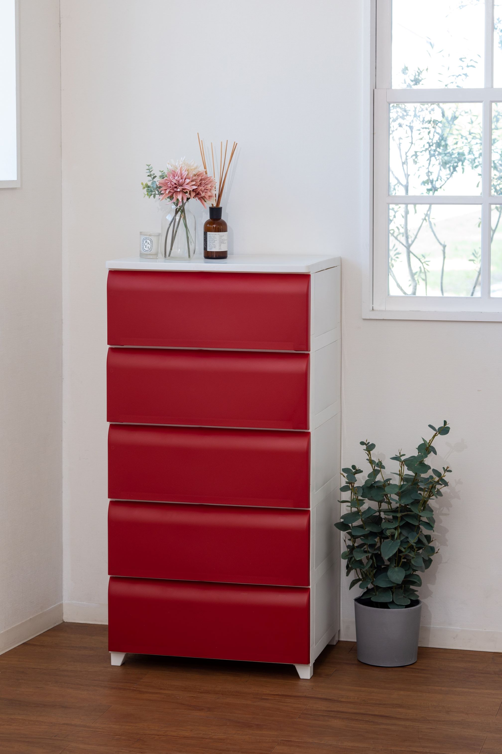 日本製 ホコリが入りにくいワイド5段チェスト】ノーデュスワイド5段