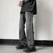 ユニセックス　メンズ　デニムパンツ　ダメージ　ロングパンツ　カジュアル　大きいサイズ　ストリート系