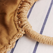 森系シンプルな手提げ草編みバッグ純色カジュアル手編みバッグ夏の砂浜写真撮影サイズ