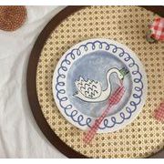 飾り   トレイ   ins   置物    セラミック皿   撮影道具   アクセサリー皿    手描き   白鳥ケーキ皿