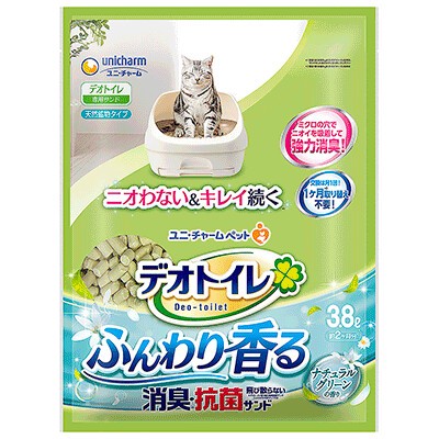 [ユニ・チャーム]デオトイレ ふんわり香る消臭・抗菌サンド ナチュラルグリーンの香り 3.8L