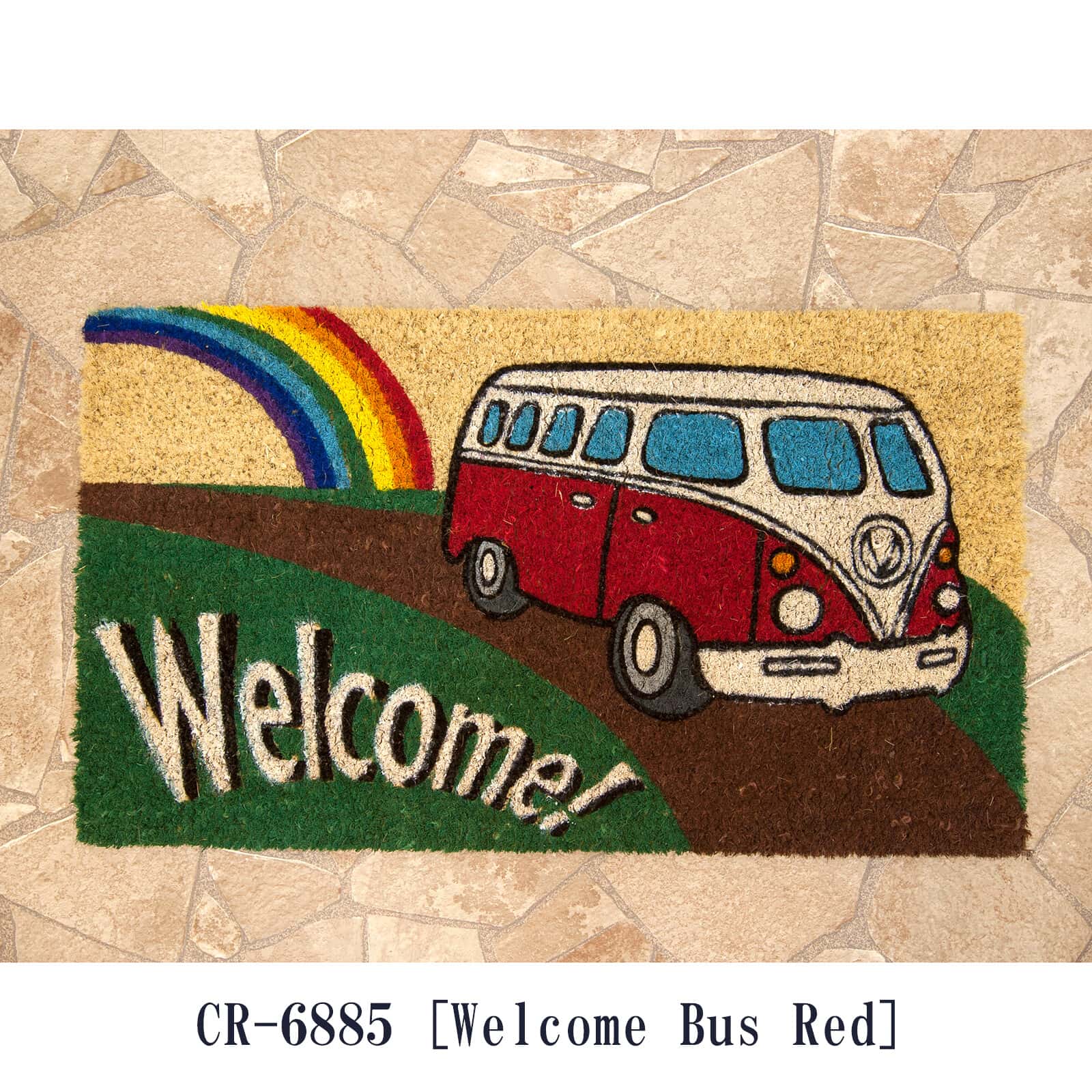 屋外用ドアマット Welcome Bus Red Coir Doormat レクト CR-6885