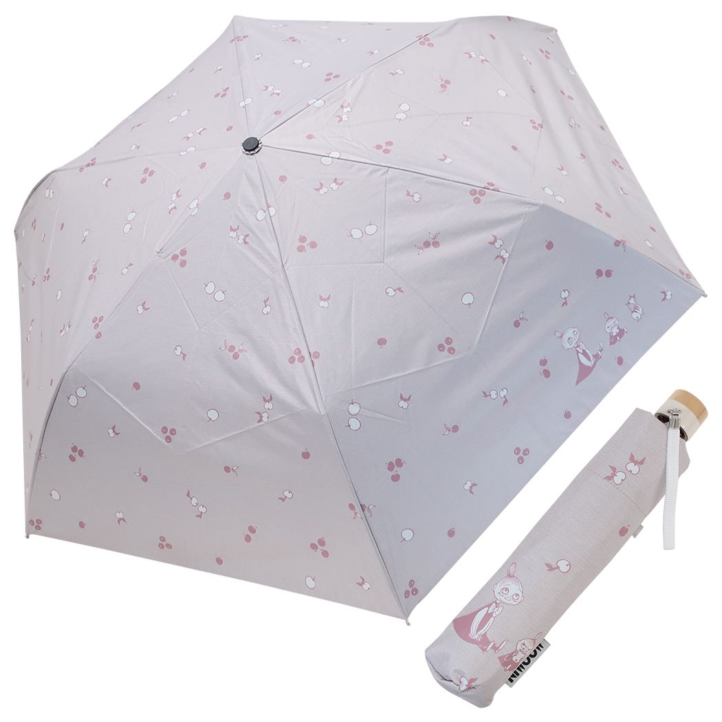 ムーミン 晴雨兼用折り畳み傘 50cm リトルミイのりんご狩り ライトピンク