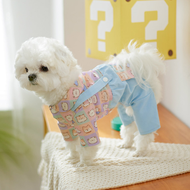 犬服ヒョウ柄×ブルー系Sサイズオーダー可