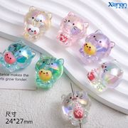 猫  アクリルパーツ 穴あり  クマ   ビーズ  デコパーツ  手芸diy  ビーズボールペン  チェーンパーツ