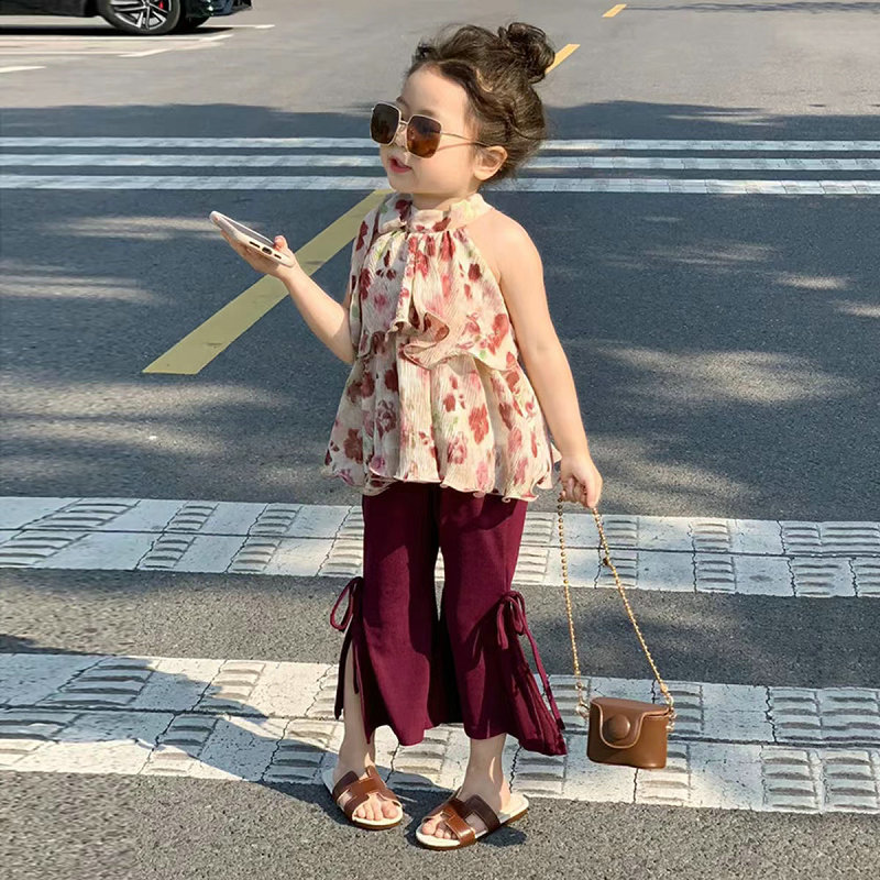 ハンドメイド子供服 ホルターネックワンピース＆ブラウスの2点セット