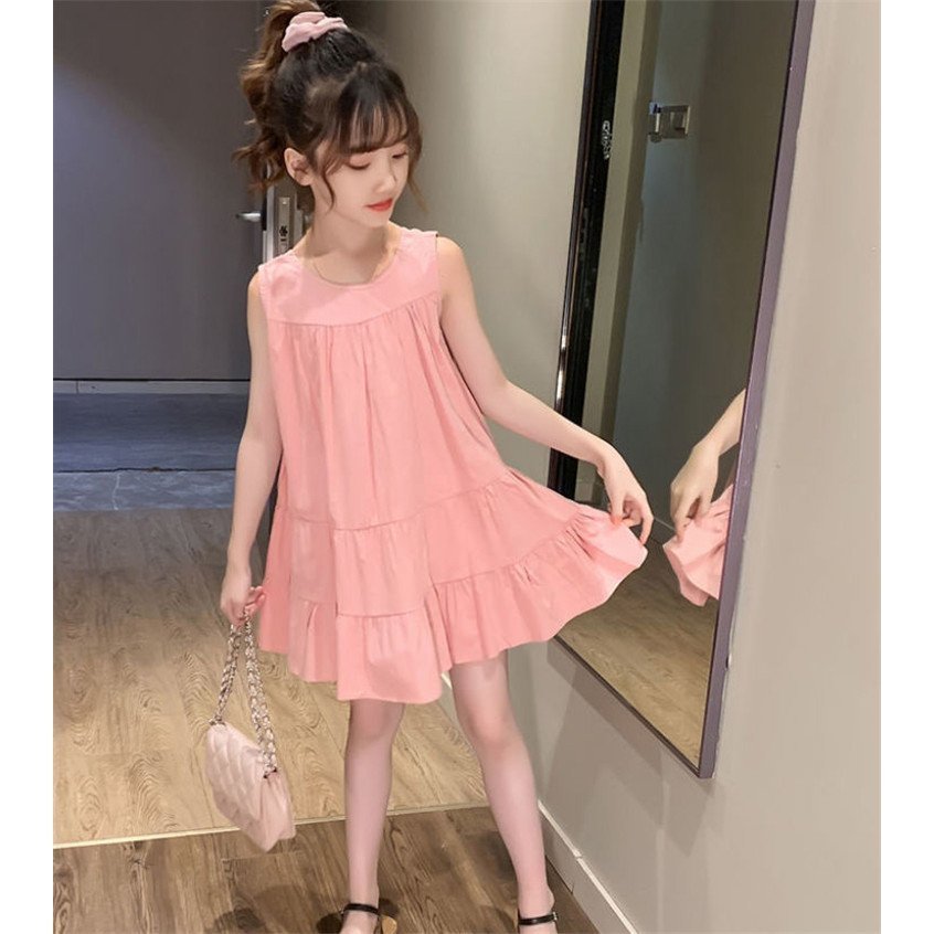 子供服 ワンピース ピンク 160 韓国子ども服 キッズ 女の子 春夏 ノースリーブ フレア 子供
