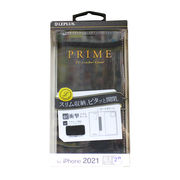 iPhone 13 薄型 PUレザー フラップケース ブラック  PRIME iPhoneケース
