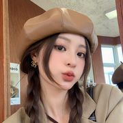 帽子　キャスケット　韓国ファッション　レディース　デザイン　秋冬　PU