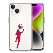 iPhone14 側面ソフト 背面ハード ハイブリッド クリア ケース サッカー ヘディング 女子