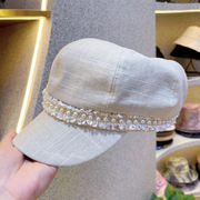帽子　キャスケット　パール付き　韓国ファッション　レディース　デザイン