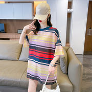 【予約220195】大きいサイズ春夏新作 韓国 レディース ファッション  Tシャツ ワンピースLL-4L