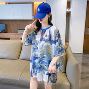 【予約220196】大きいサイズ春夏新作 韓国 レディース ファッション  Tシャツ ワンピースLL-4L
