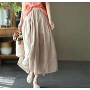 夏 新作 レディース  スカート 綿麻  デザイン感 純色 ロングスカート シンプル きれい ゆったり お出かけ
