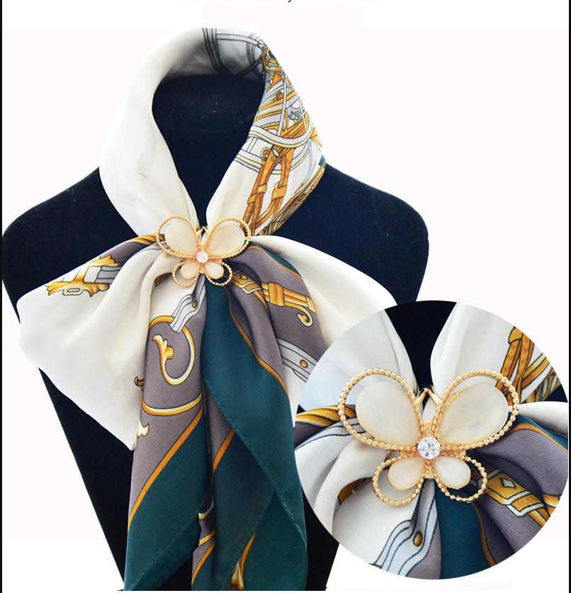 スカーフボタン 韓国のファッション合金オパールスカーフリング蝶 3 リングシルクスカーフバックル
