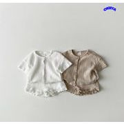 韓国風子供服　キッズ服　夏新作　ユニセックス　上下セット　シャツ　ショートパンツ　2色展開　80#-130#