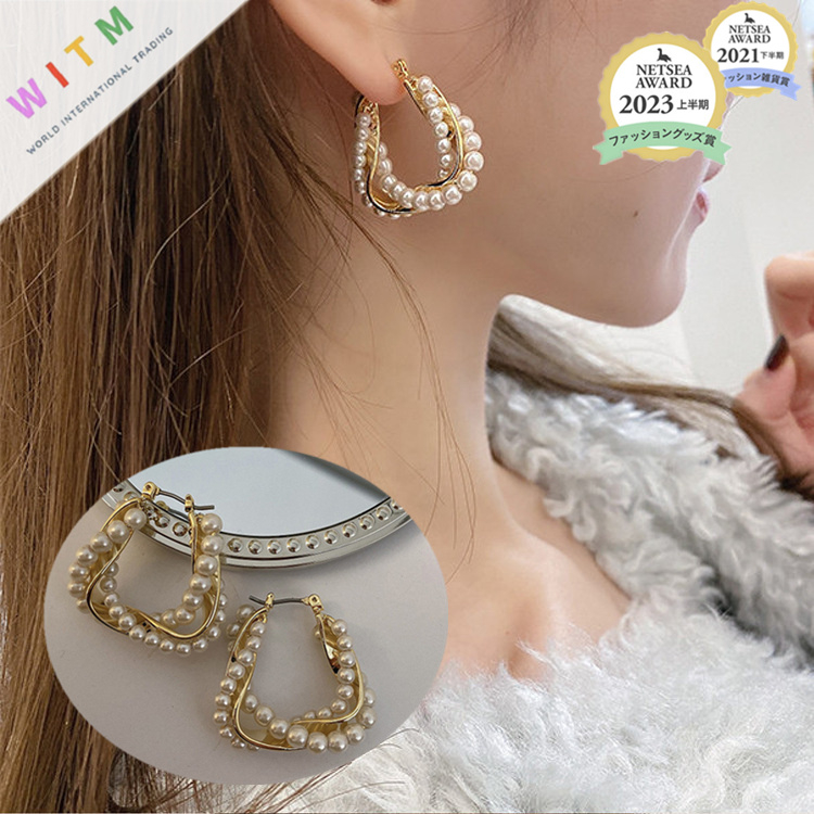 U型 ピアス 耳飾り 真珠 レディース 高級感 ファッション 設計感 個性