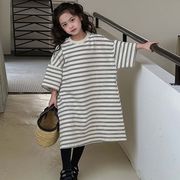 【2023秋新作】韓国風子供服 ベビー服 キッズ 女の子 ボーダー柄 ワンピース　