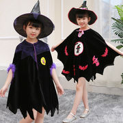 ハロウィン衣装 子供 魔女 女の子 衣装 子供用 仮装 帽子付き キッズ コスプレ 可愛い 2色