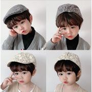 韓国の秋冬の子供用レトロベレー帽、つば付き★ファッション