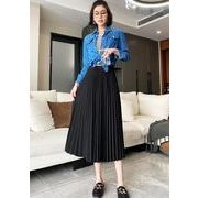 プリーツスカートミドル丈スカート秋冬Aラインロングスカート