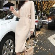 レディース　気質ワンピース　ファッション韓国風　　秋新作ニットワンピース