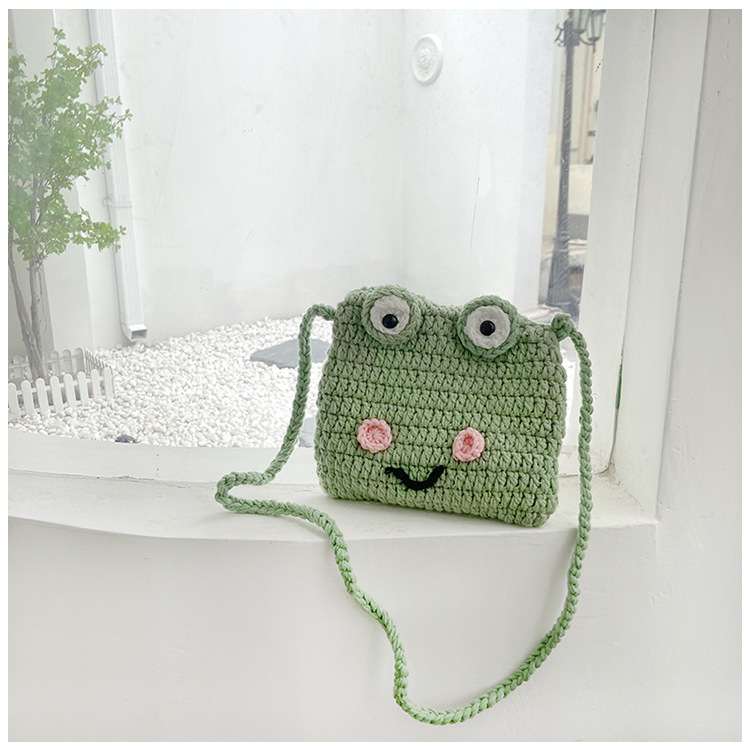 高評価アイテム かわいい カエル ショルダーバッグ 手作りかぎ針編みバッグ 子供 ショルダーバッグ