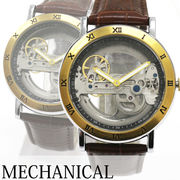 自動巻き腕時計 シンプル機能のフルスケルトンデザイン ブラックケース 機械式 WSA002-GDS メンズ腕時計