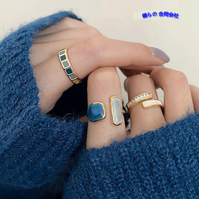指輪　人工宝石 調節可能　高級感　リング　レディース　ファッション　5色展開