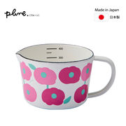 プルーン（Plune.）　ホーローメジャーカップ・S「もこもこお花ピンク」／MC-607　Enamel Kitchen wear