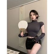 いつも売り切れてしまうタイプ 早い者勝ち 半袖Tシャツ 短めの上着 セミハイネック上着 ステンシル