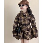 2025 秋新作 韓国風  子供服   ベビー服  チェック柄   シャツ  ワンピース  女の子  おしゃれ