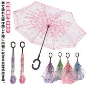 逆さ傘 傘 晴雨兼用 透明 花柄 さかさ傘 さかさかさ 8本骨 2重傘 長傘 レディース