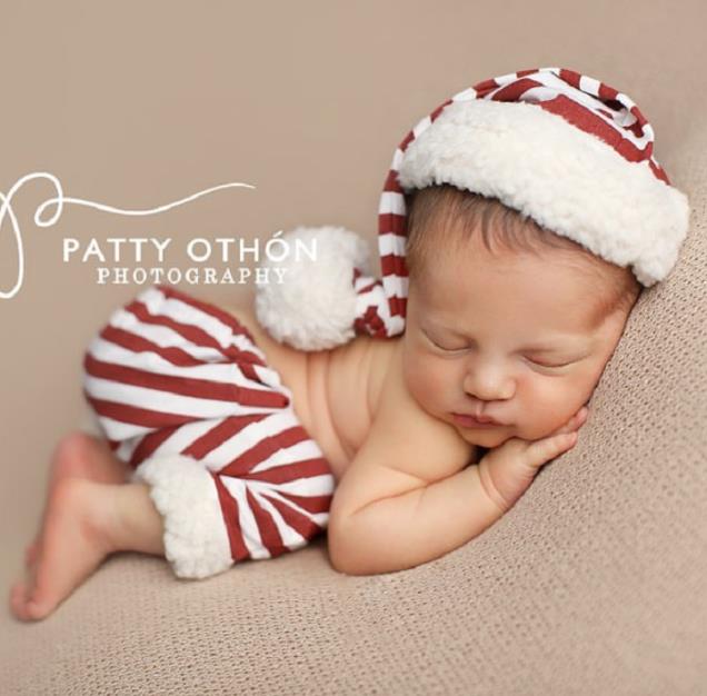クリスマス   写真撮影用  子供服  出産祝い   新生児   キャップ+ ズボン  2点セット