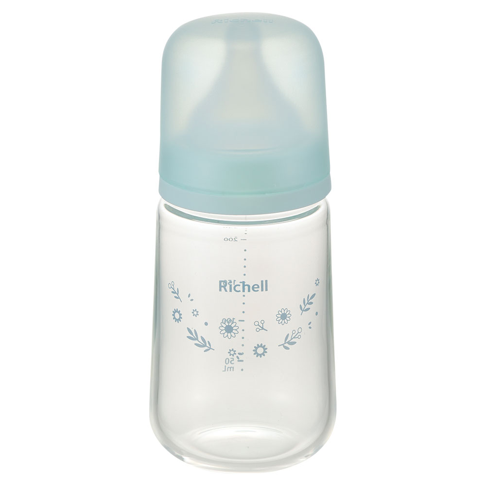 【アウトレット】リッチェル はなえみ ガラス哺乳びん 3カ月頃から Mサイズ 240mL