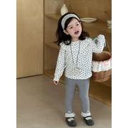 2025 秋新作  韓国風子供服  ベビー服   トップス    花柄 シャツ or     レギンス  ズボン  女の子