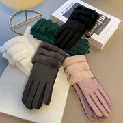 手袋　レディース　韓国ファッション　デザイン　秋冬　スマホ対応　ファー　全5色