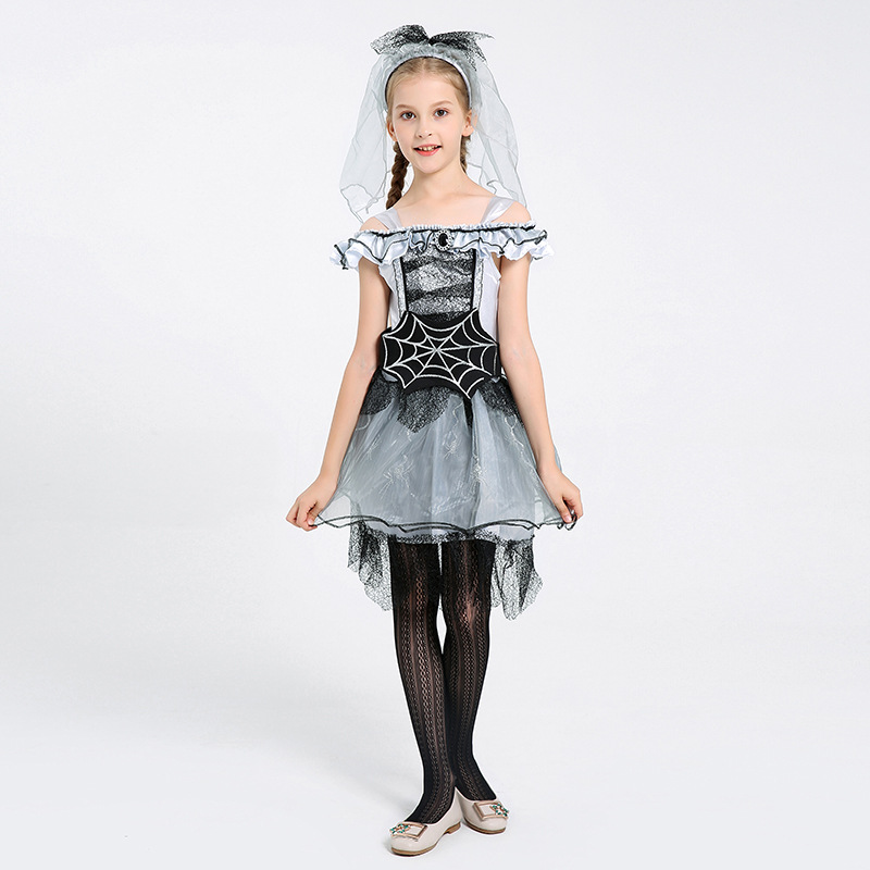 ハロウィン衣装 女の子 蜘蛛 ワンピース 仮装 ハロウィン 衣装コスチューム 子供 かわいい 2点セット
