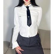 2023春秋新作 トップス 女 レディース 長袖 ネクタイ付けシャツ ブラウス コート アウター S-L