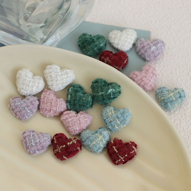 包みボタン 冬 秋 アクセサリーパーツ 金属チャーム ハンドメイド DIY用チャーム ハート ツイード 新作