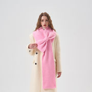 リボンポイントマフラー　20*170cm　ピンクショール　秋冬　韓国デイリーファッション