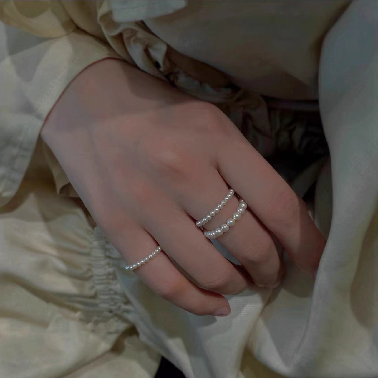 2023新作 韓国シルバー 真珠 リング 高級感 アクセサリー 優しい 個性  指輪 ファッション